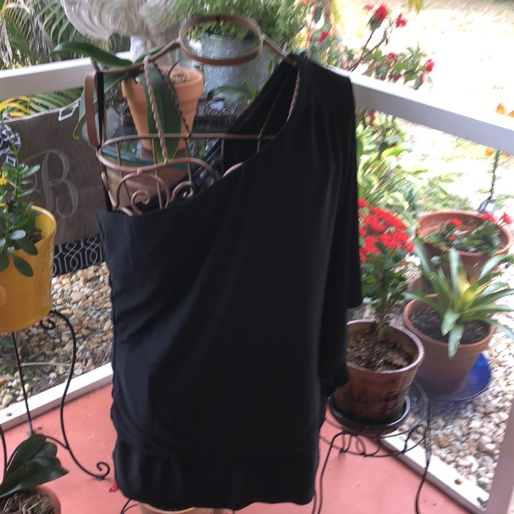 WHBM banded waist one shoulder top.